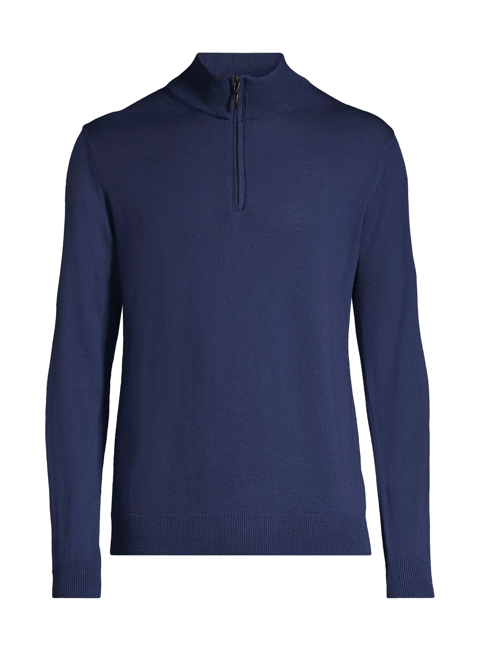 100% Merino Wool Mock Zip Sweater - Blue
