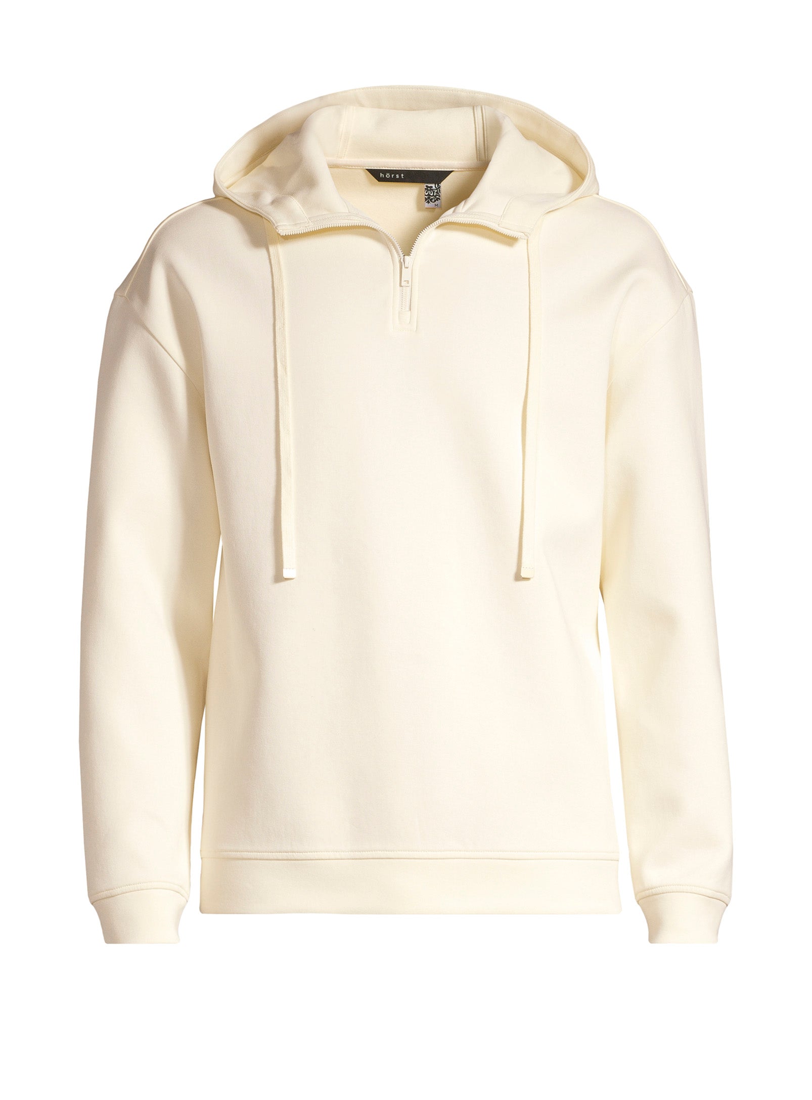 Sweat à capuche demi‑zip – Blanc cassé