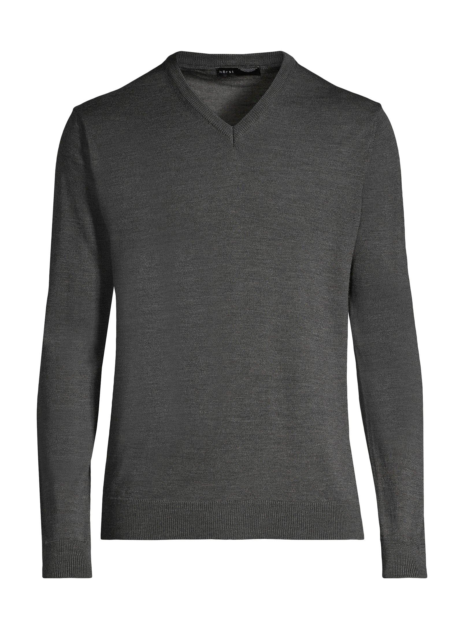 100% Merino Wool V-neck Sweater - Charcoal