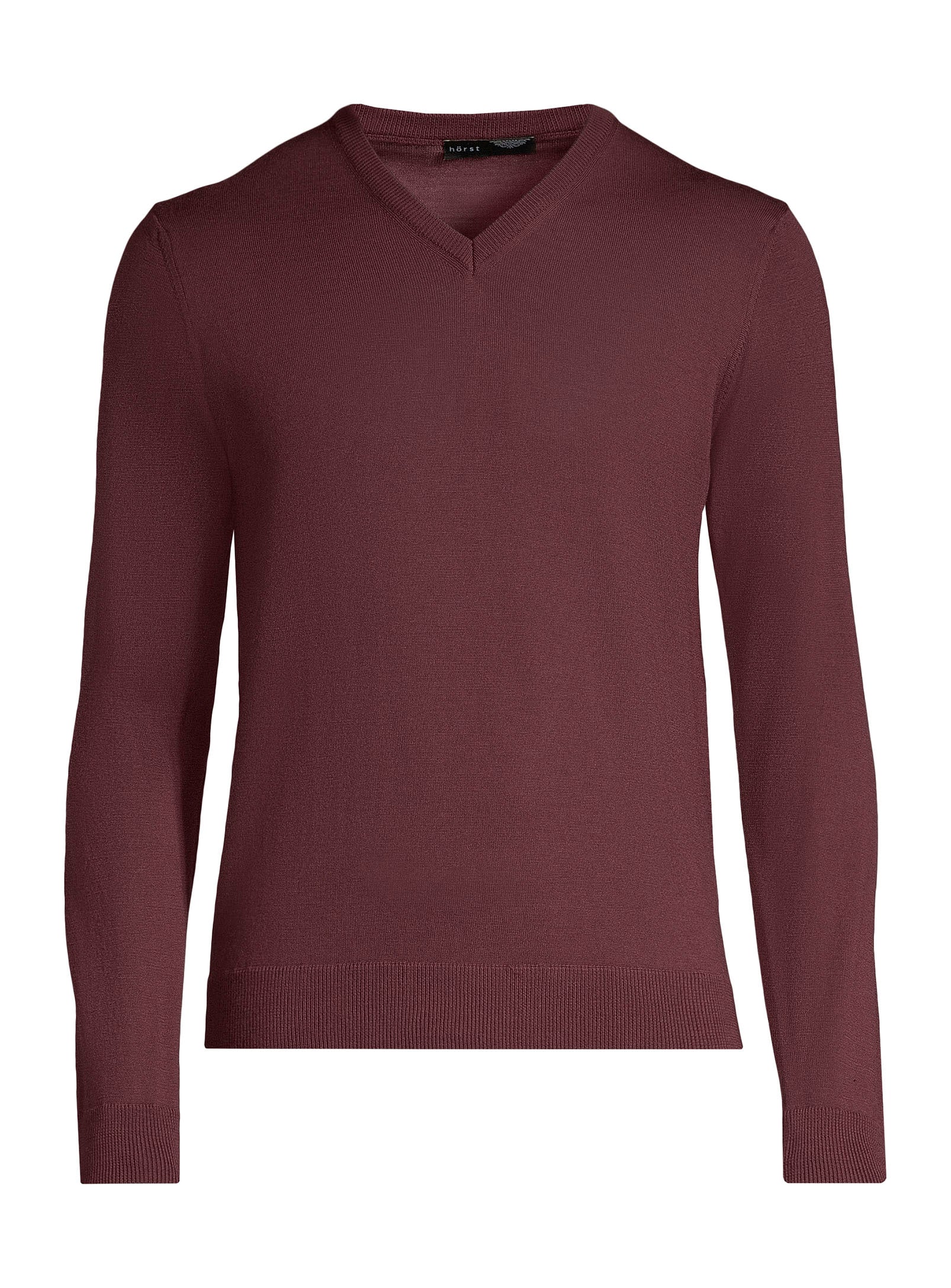 100% Merino Wool V-neck Sweater - Burgundy
