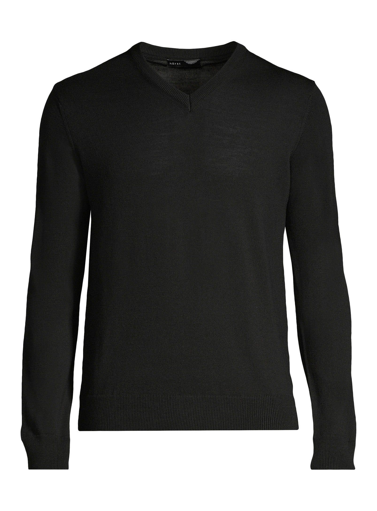 100% Merino Wool V-neck Sweater - Black