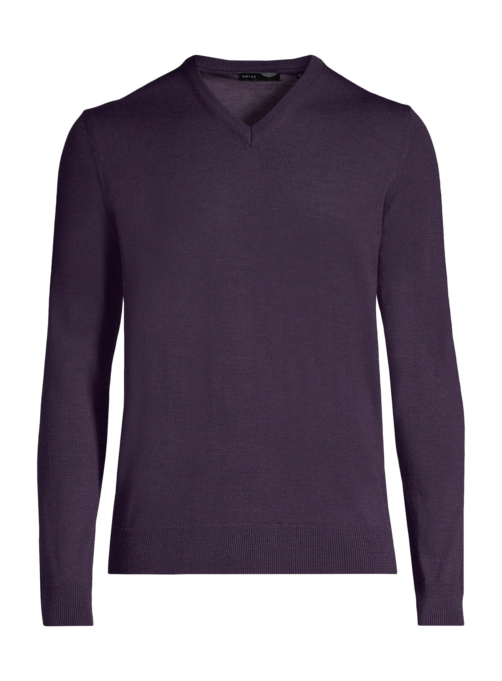100% Merino Wool V-neck Sweater - Plum