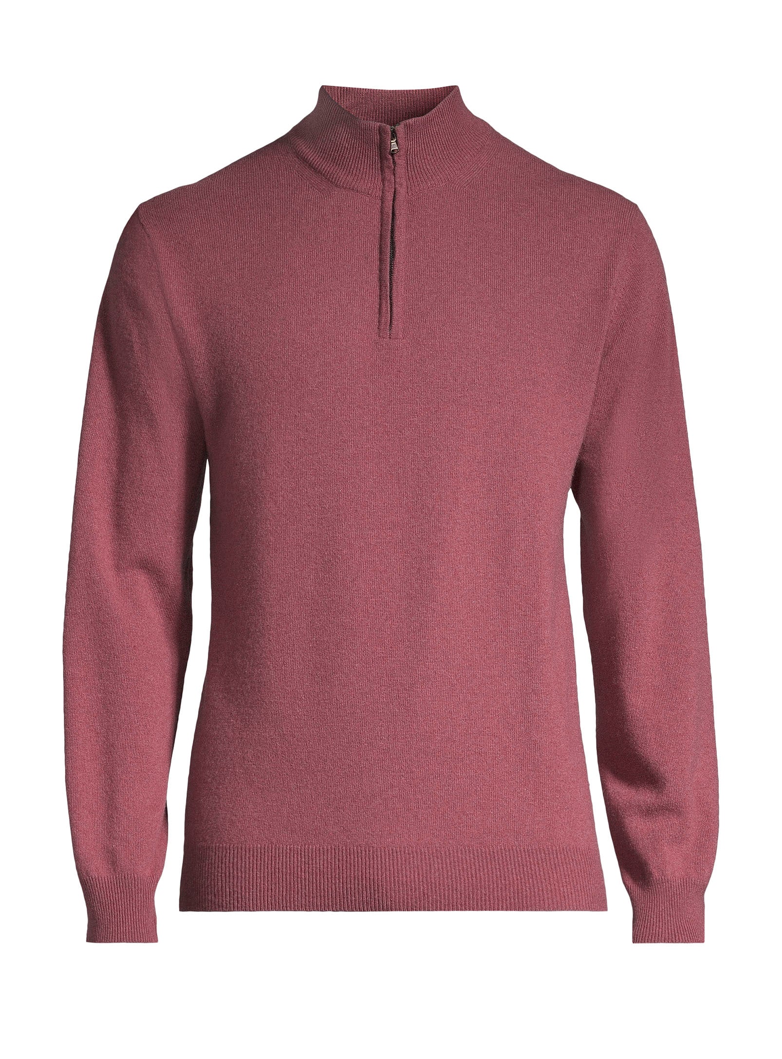 100% Cashmere Mock Zip Sweater - Raspberry