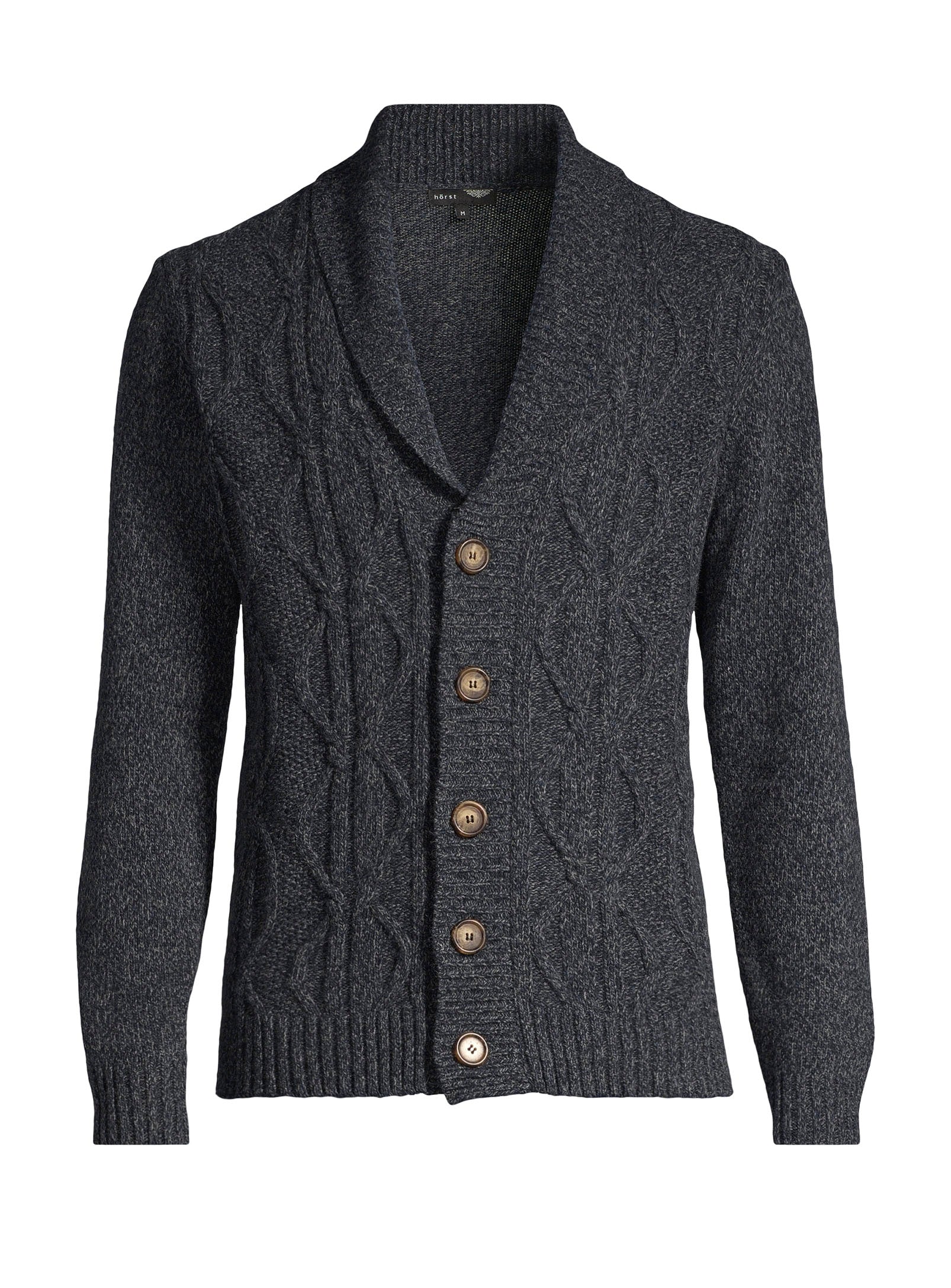 Wool Cardigan with Shawl Collar - Navy