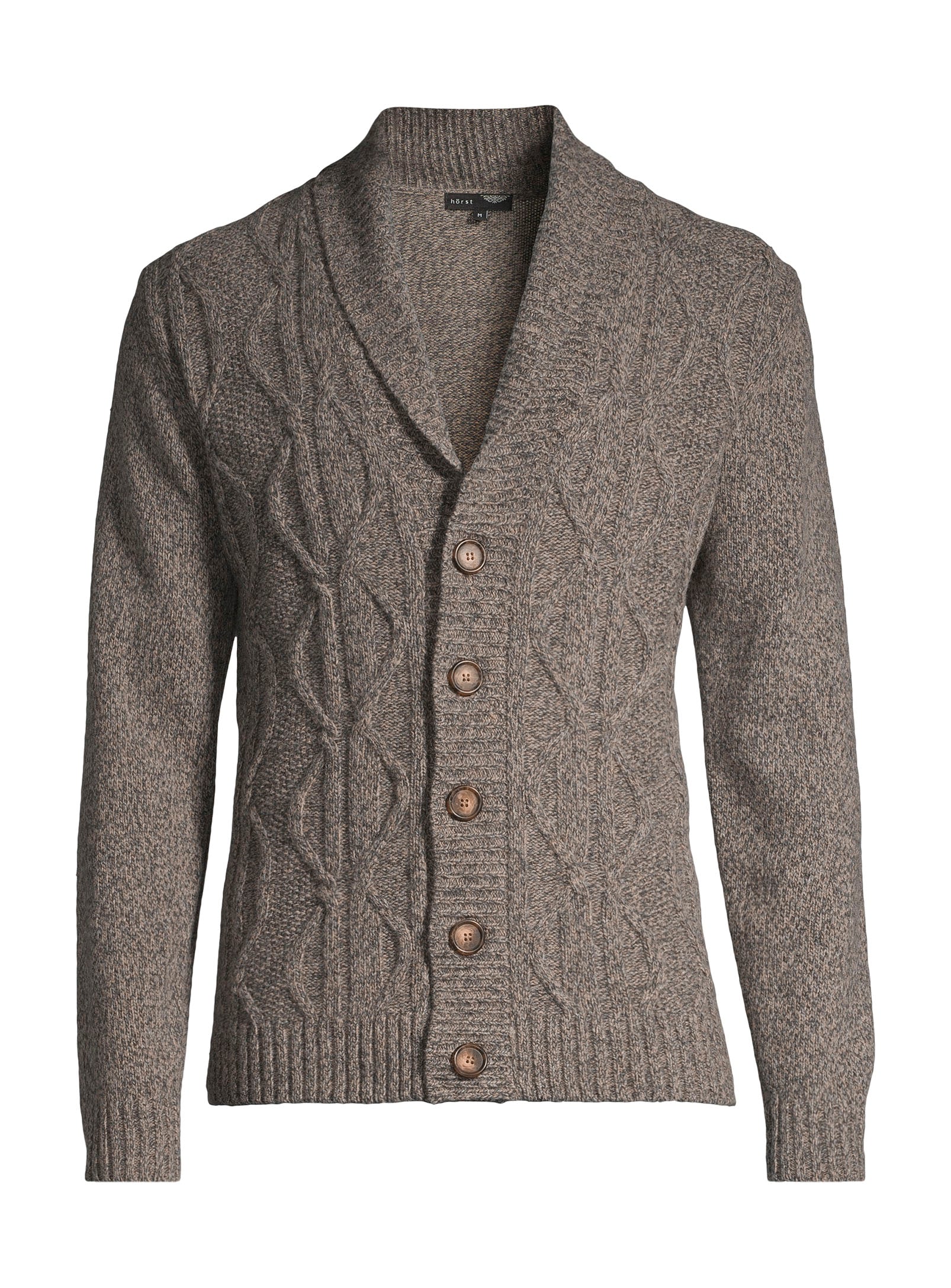 Wool Cardigan with Shawl Collar - Taupe