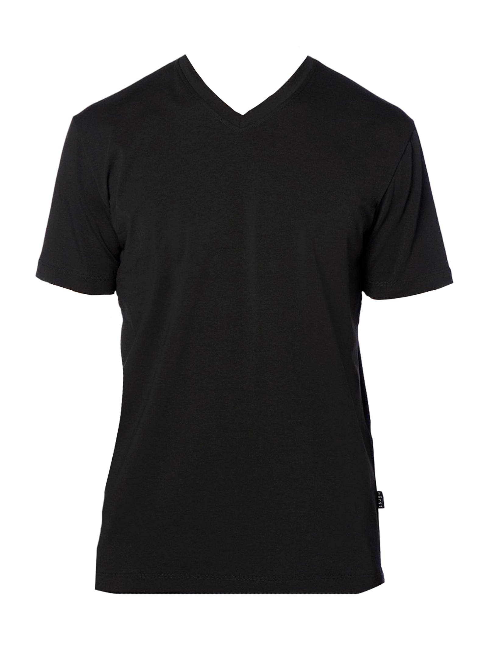 Cotton V-neck T-shirt - Black
