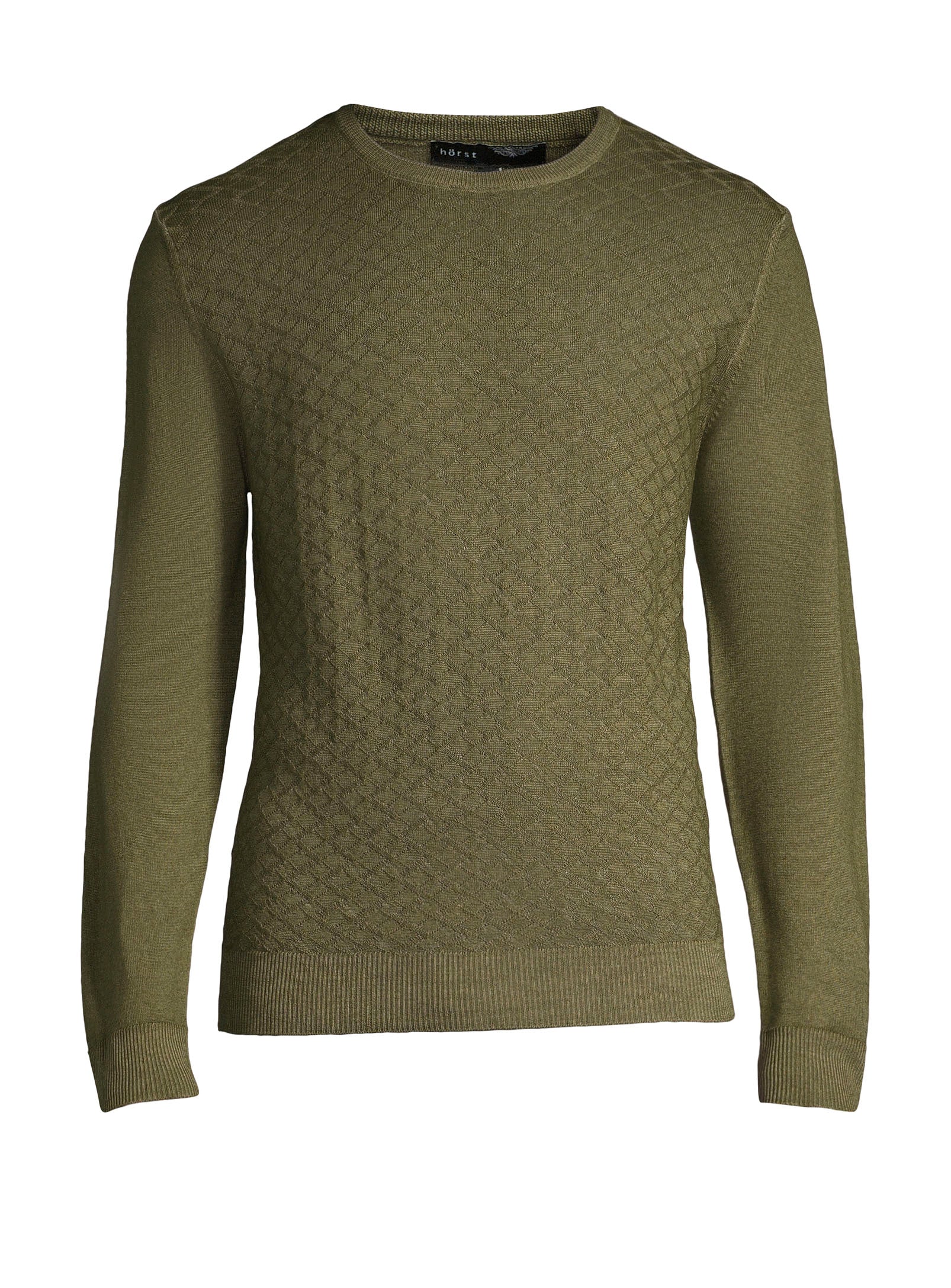 100% Merino Wool Crewneck Sweater - Olive