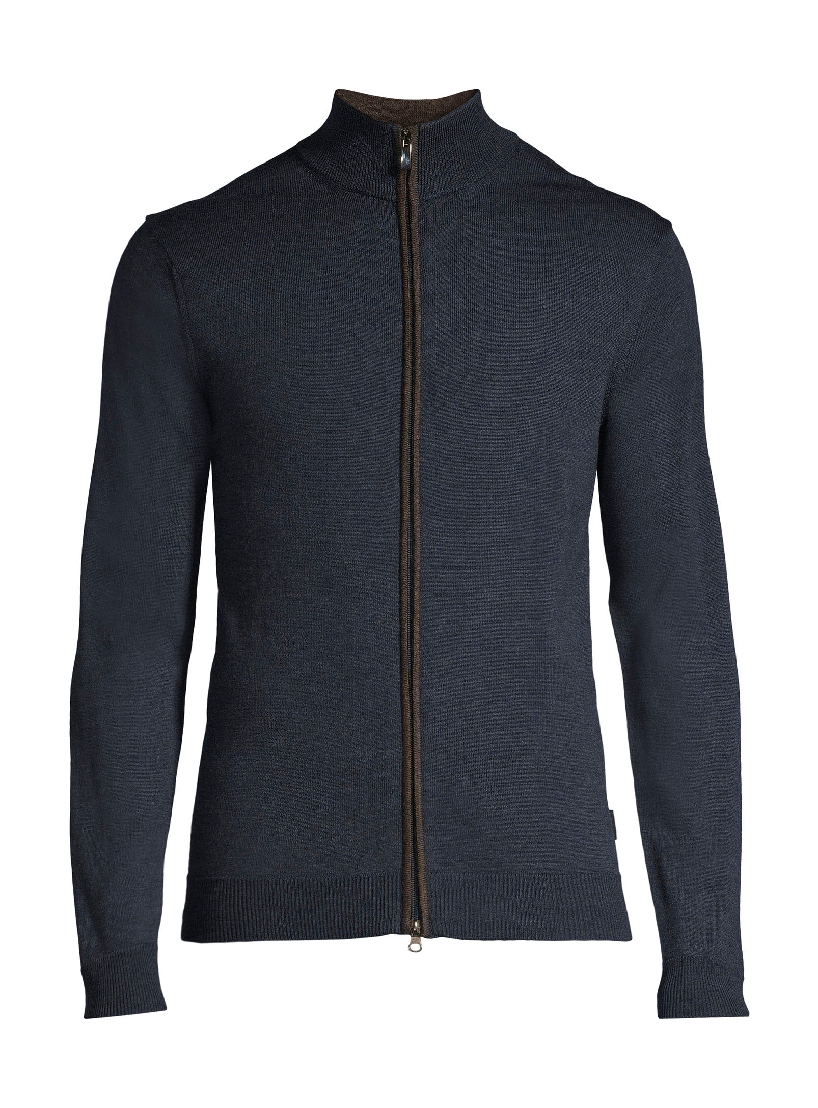 100% Merino Wool Full Zip Sweater - Navy