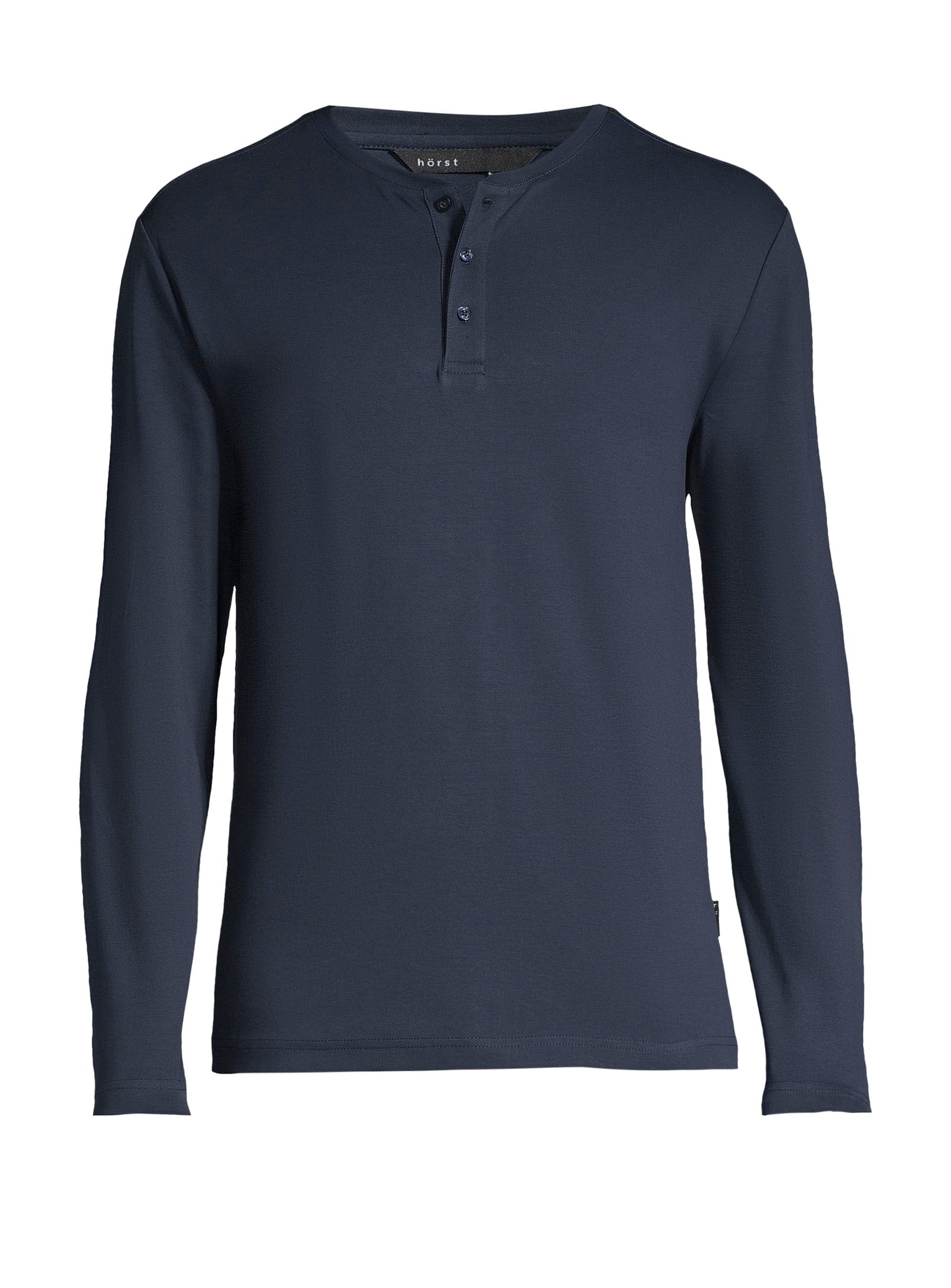 Solid Color Cotton Henley T-Shirt - Navy