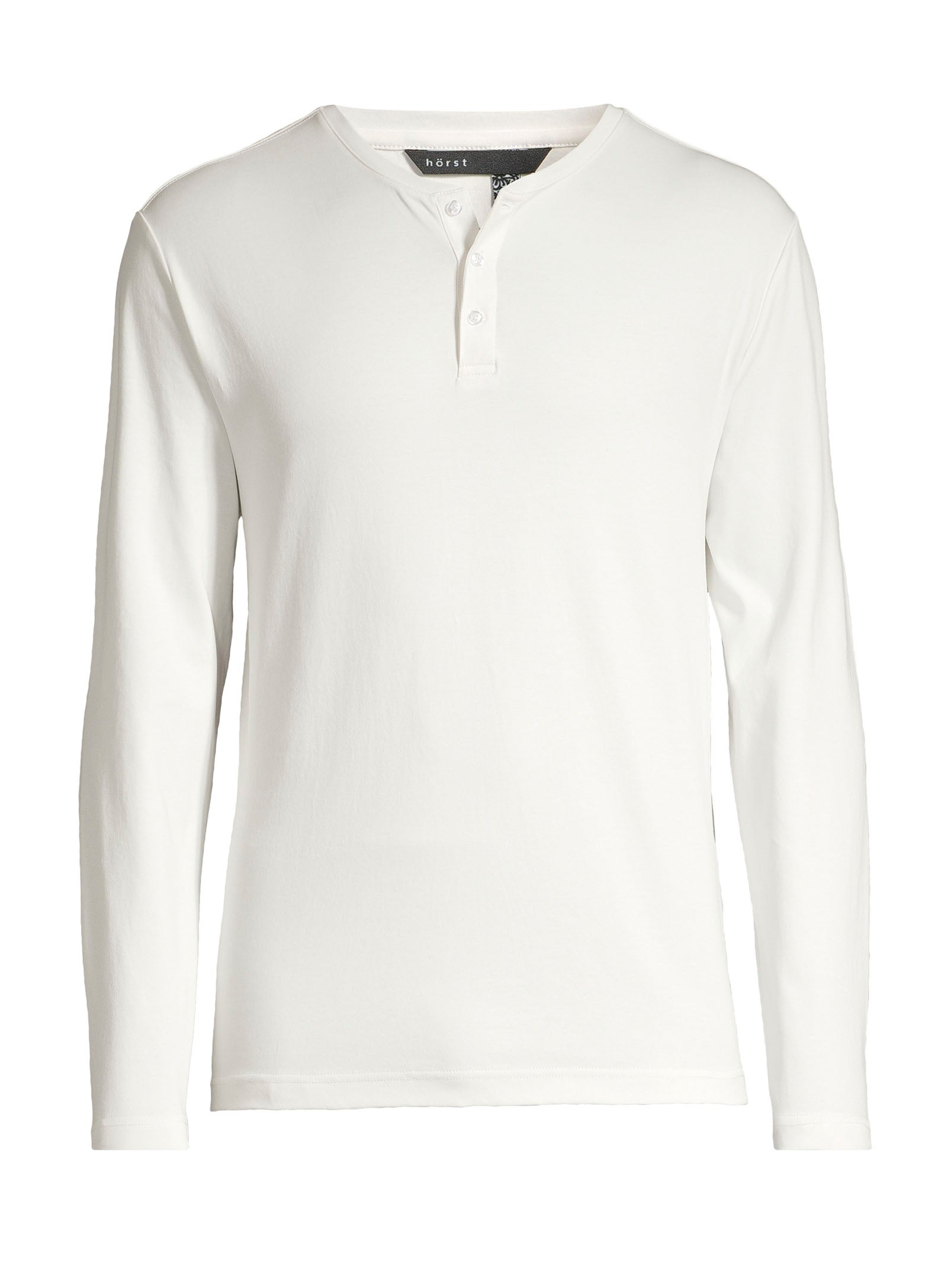 Solid Color Cotton Henley T-Shirt - Ecru