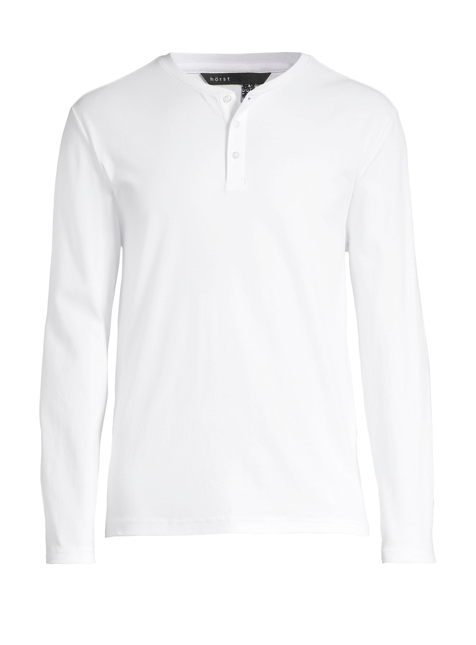Solid Color Cotton Henley T-Shirt - White