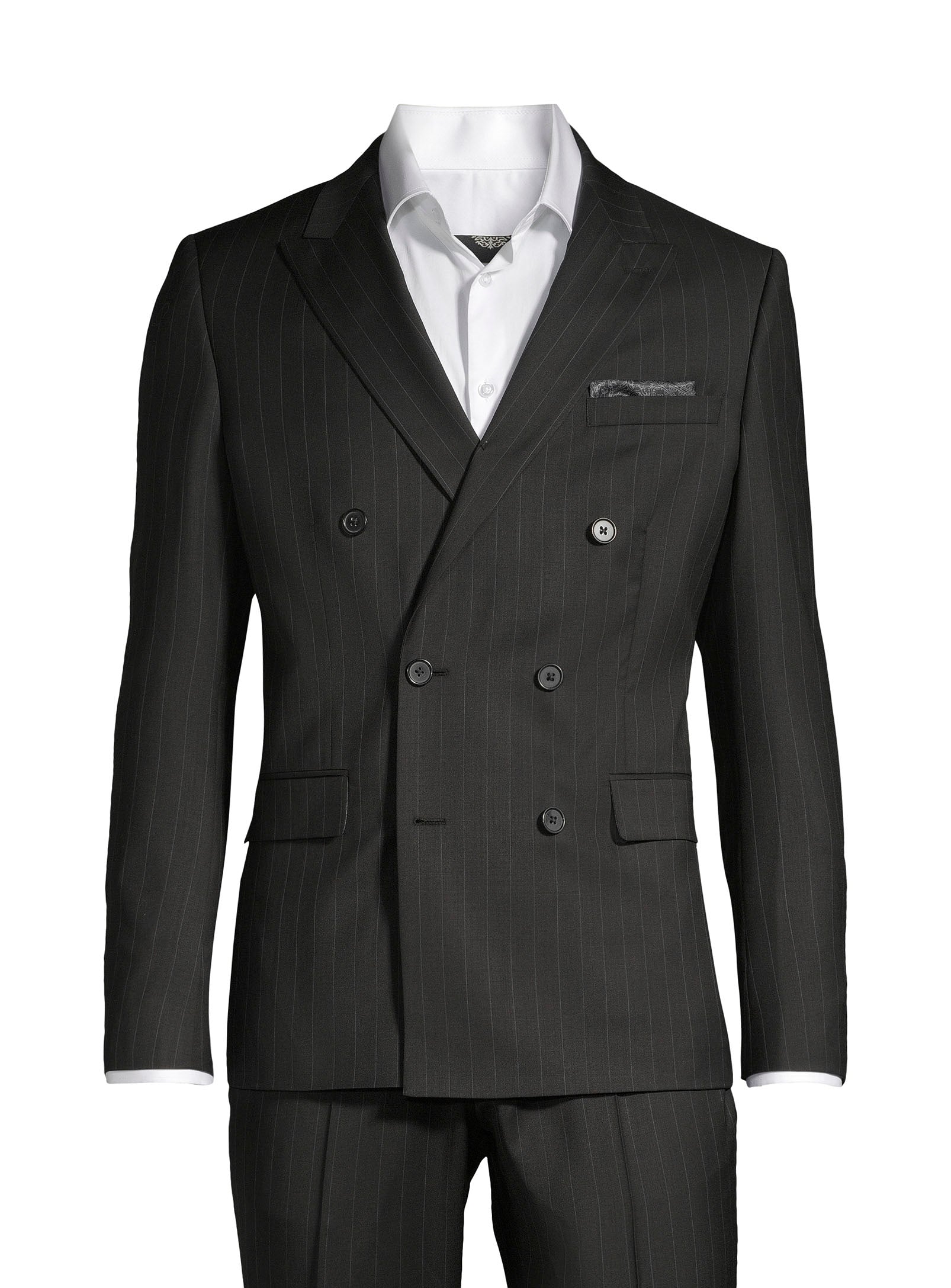 100% Virgin Wool Nested Suit - Black