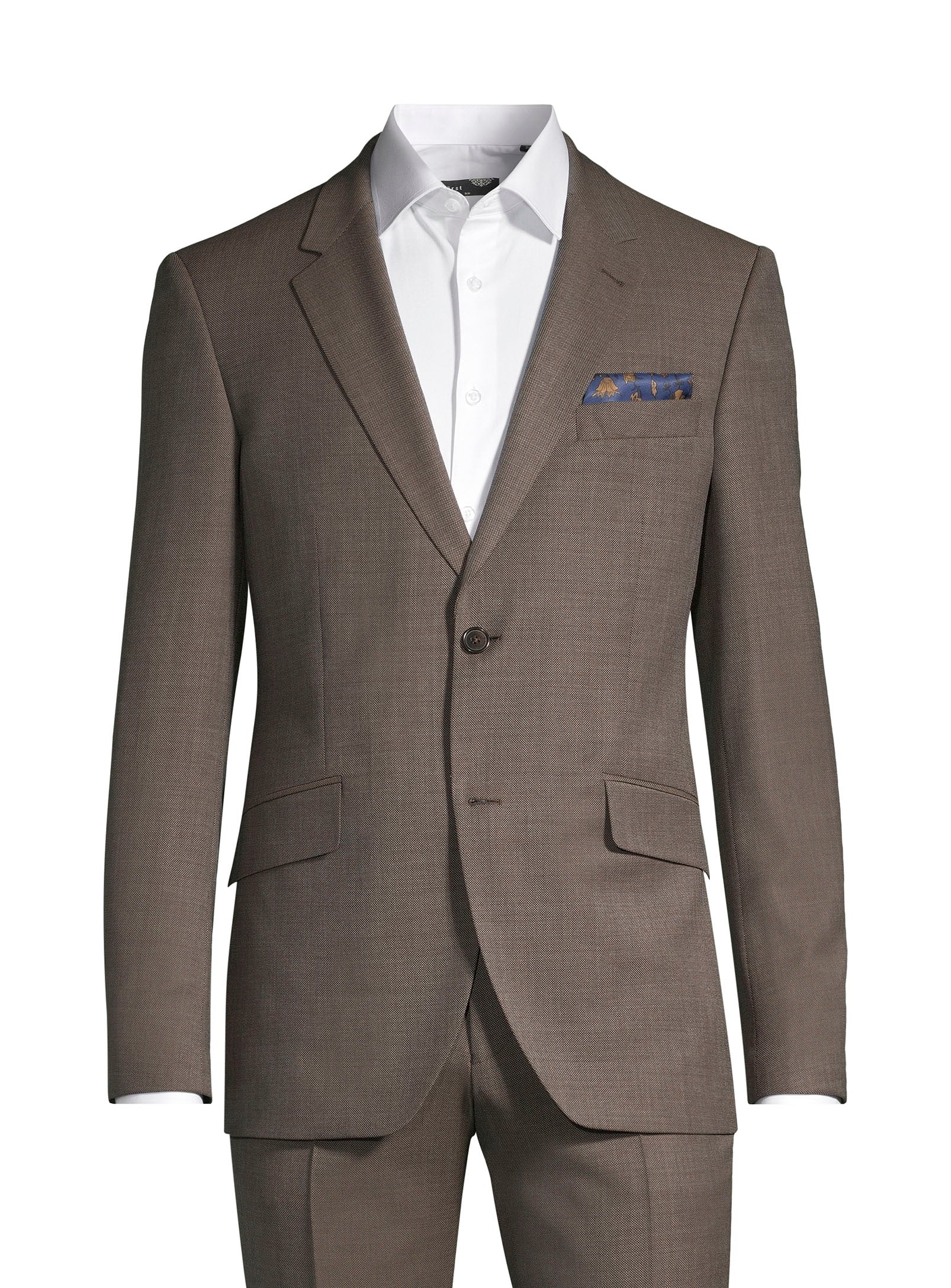 100% Virgin Wool Nested Suit - Brown