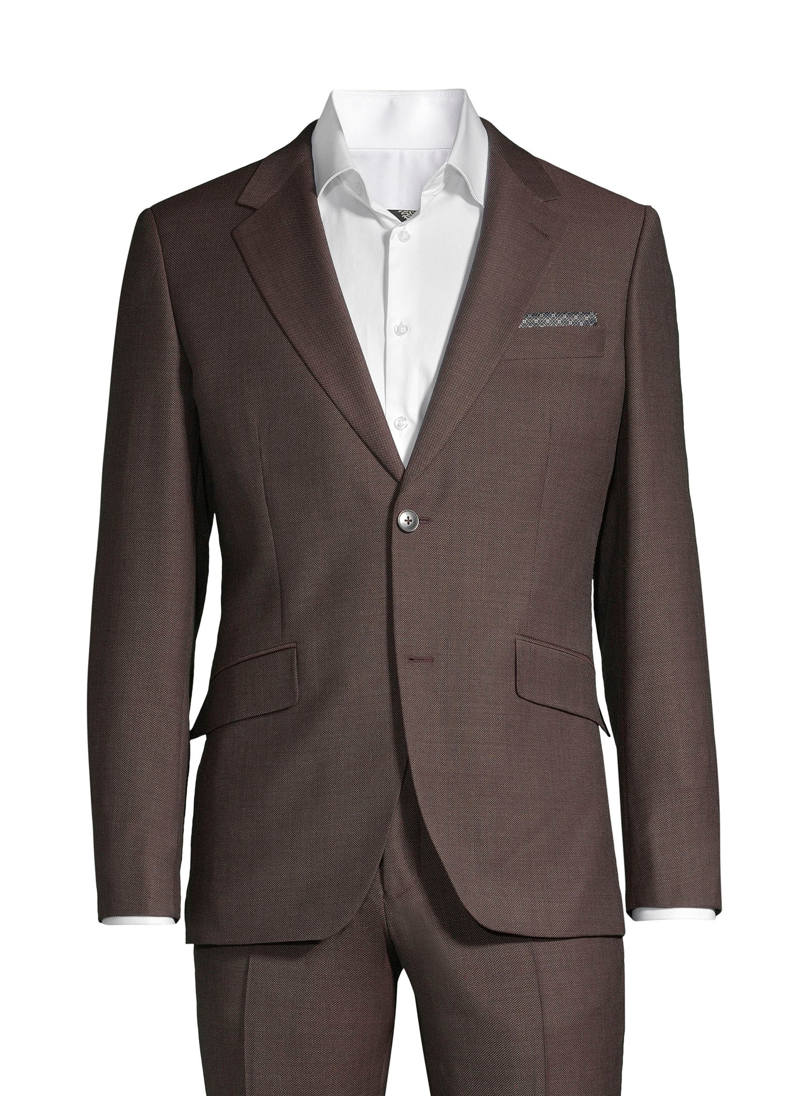 100% Virgin Wool Nested Suit - Wine