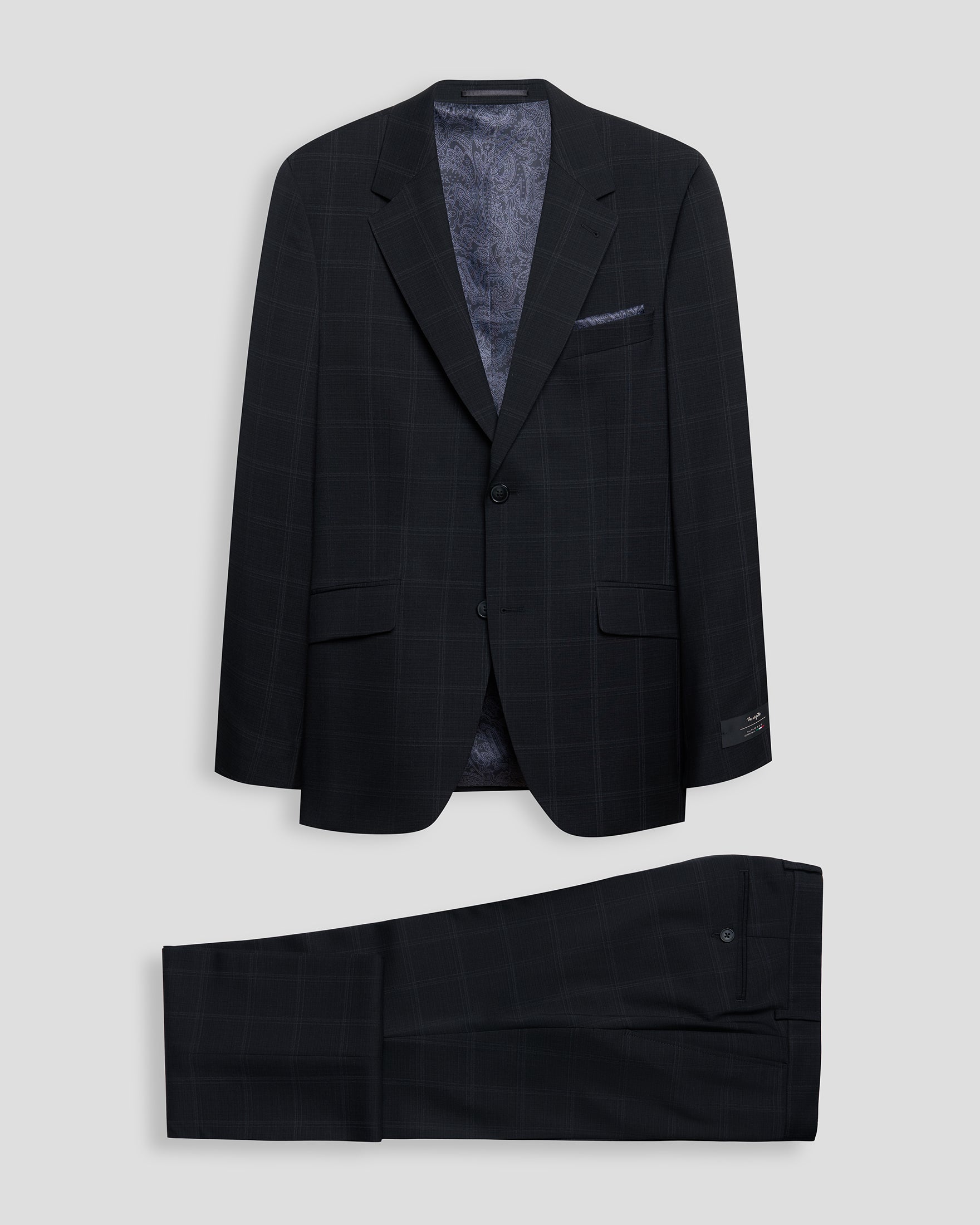 100% Virgin Wool Nested Suit – Black