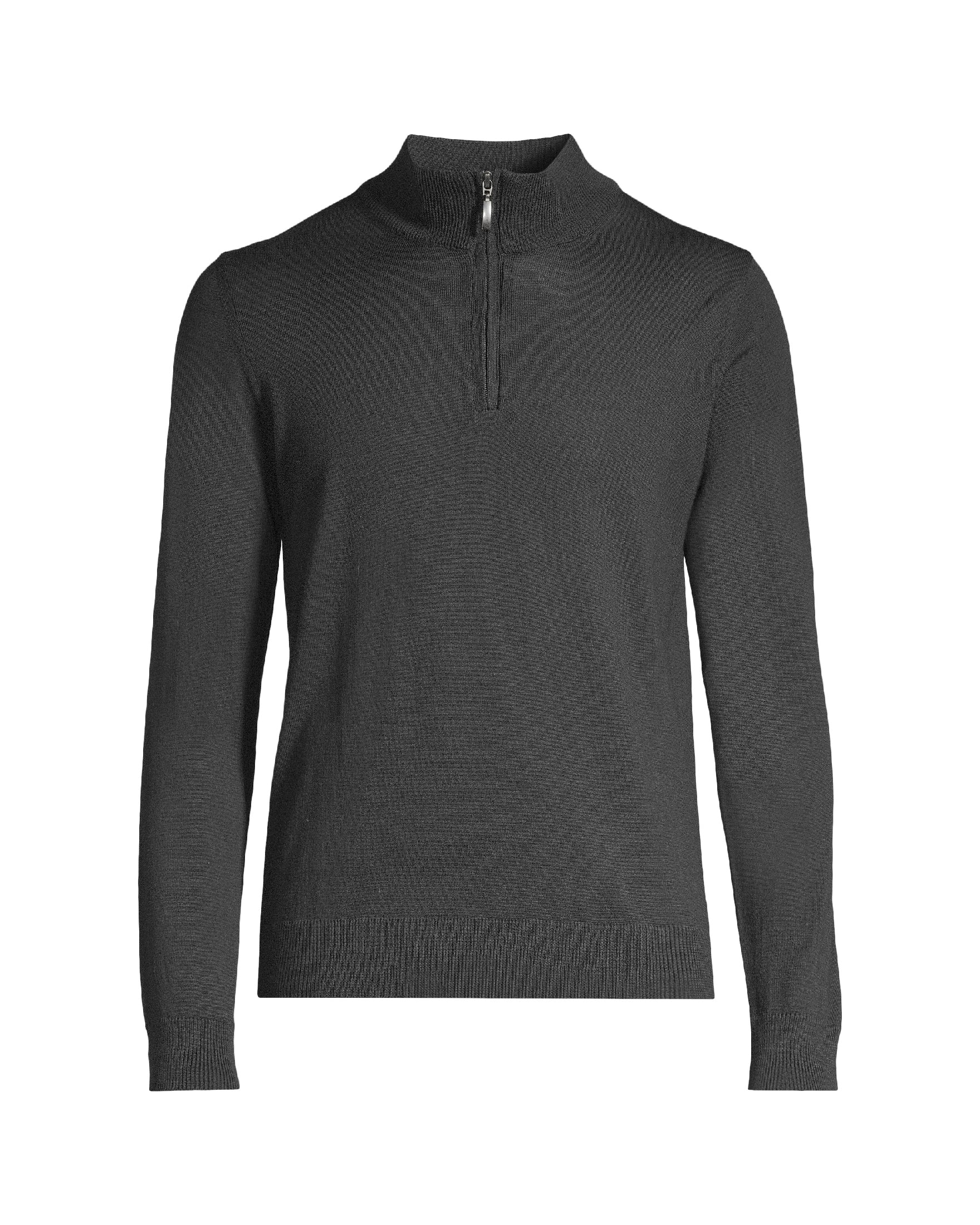 Chandail zippé à col montant 100 % Laine mérinos – Anthracite