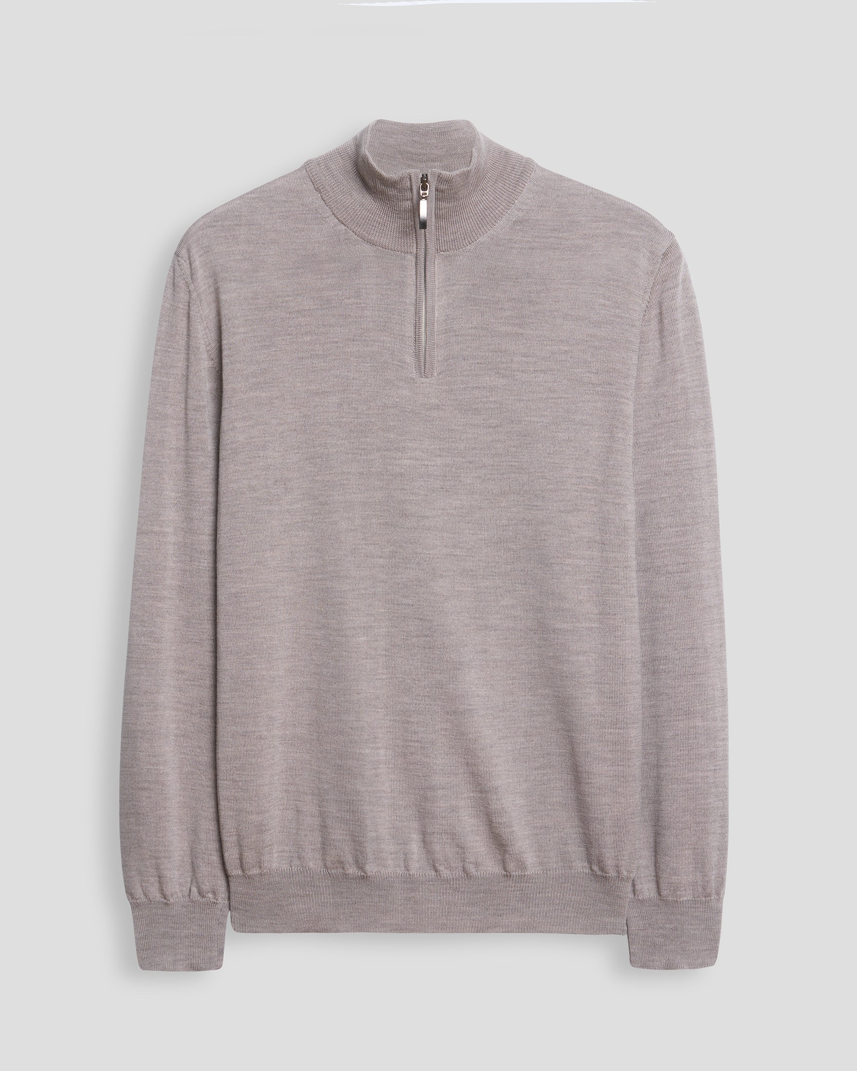 100% Merino Wool Mock Zip Sweater – Oatmeal