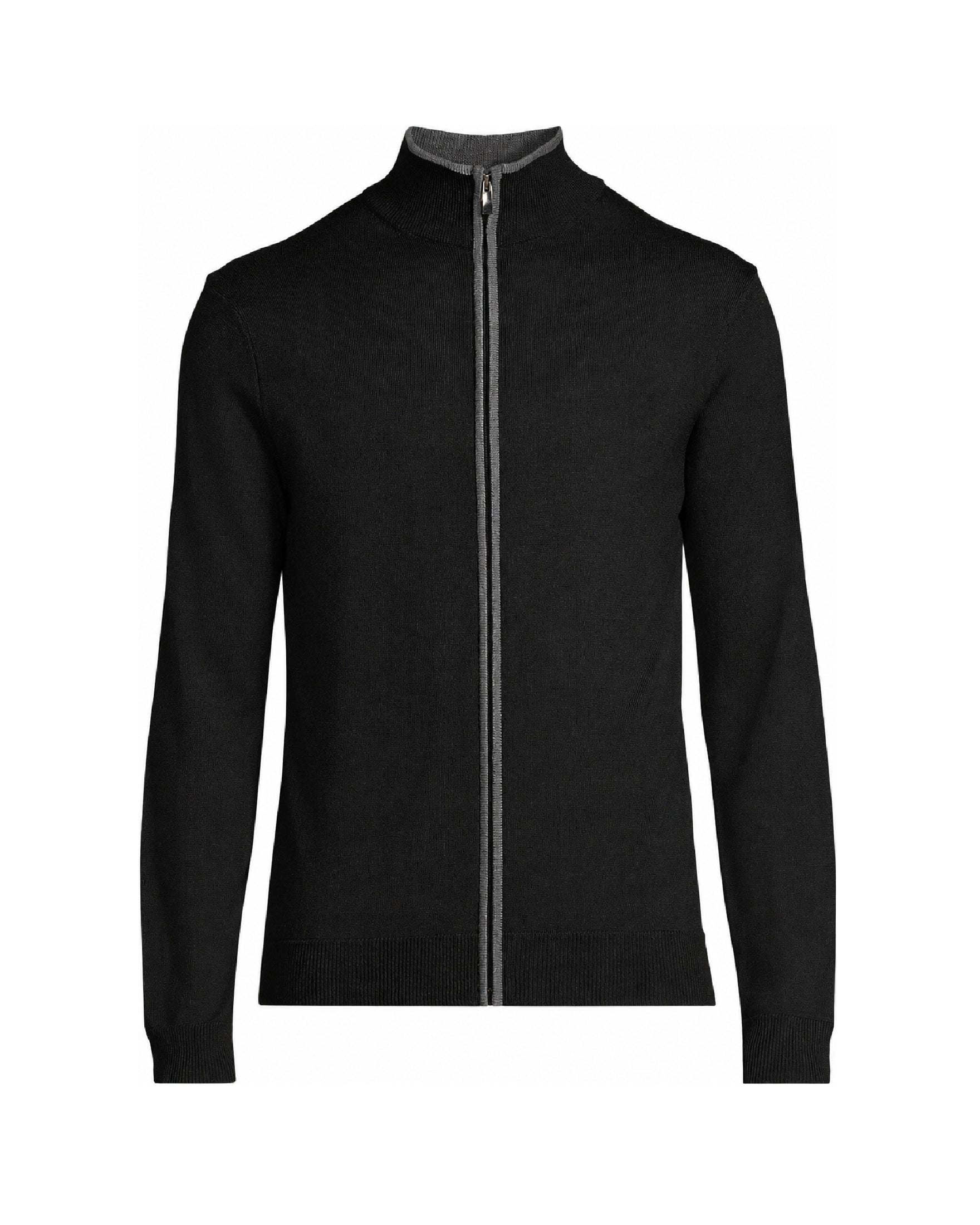 100 % Laine mérinos Cardigan zippé – Noir