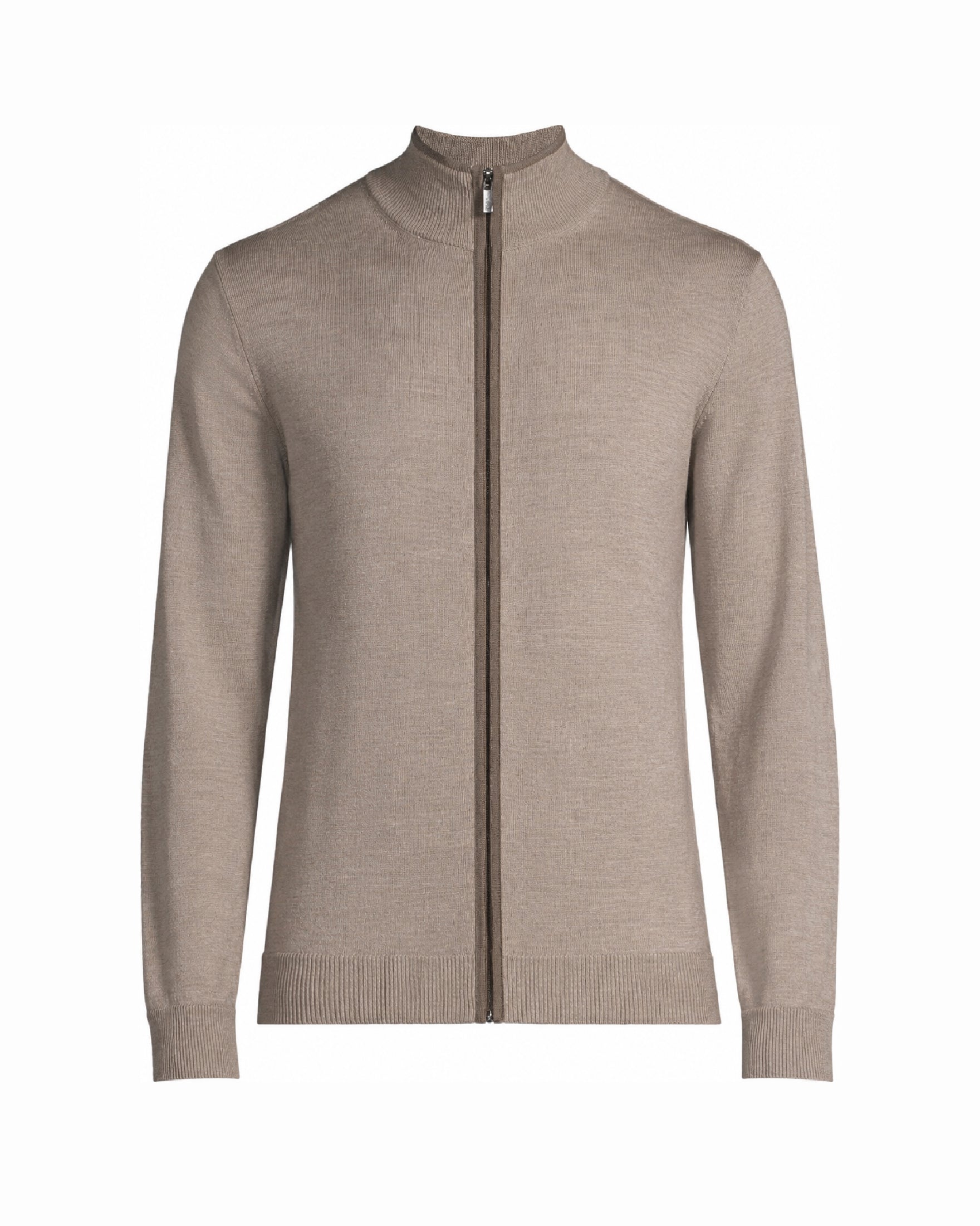 100 % Laine mérinos Cardigan zippé – Avoine