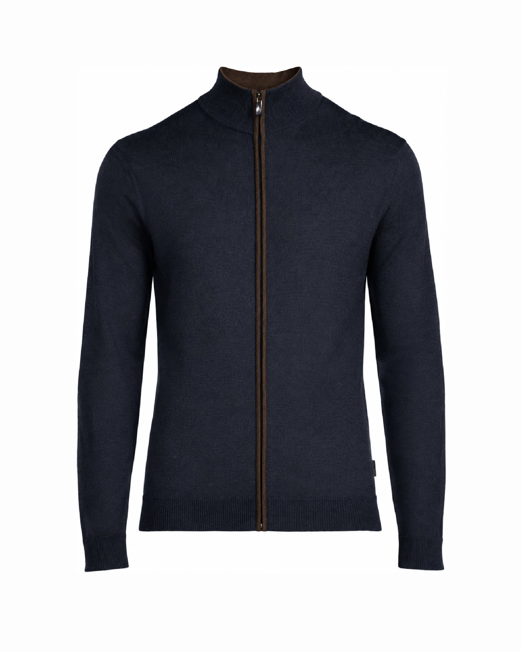 100 % Laine mérinos Cardigan zippé – Marine